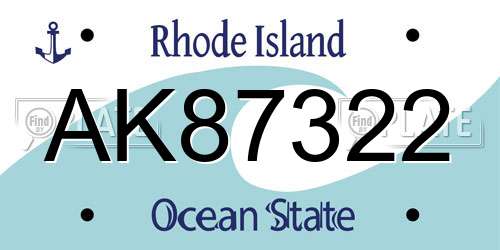 AK87322 Rhode Island License Plate