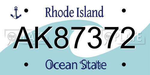 AK87372 Rhode Island License Plate