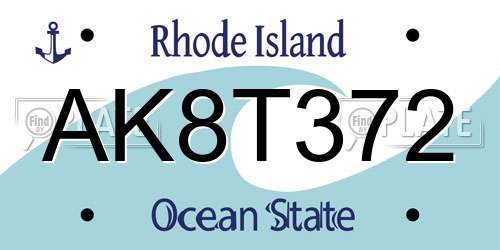 AK8T372 Rhode Island License Plate