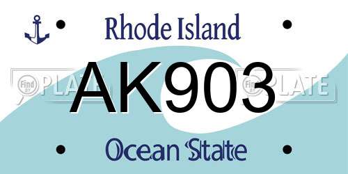 AK903 Rhode Island License Plate