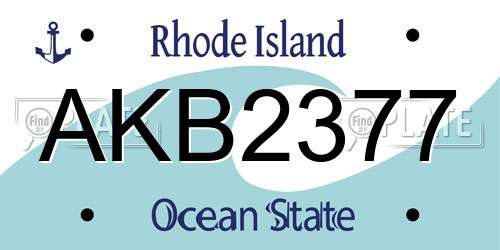 AKB2377 Rhode Island License Plate