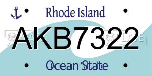 AKB7322 Rhode Island License Plate