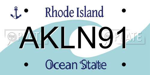 AKLN91 Rhode Island License Plate