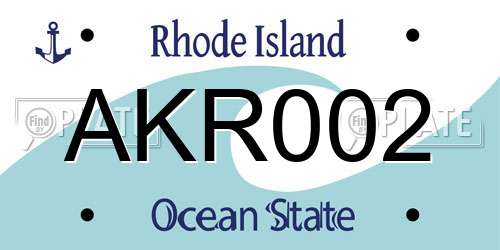 AKR002 Rhode Island License Plate
