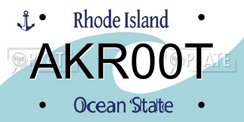 AKR00T Rhode Island License Plate