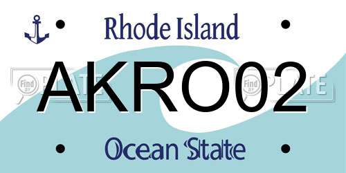 AKRO02 Rhode Island License Plate