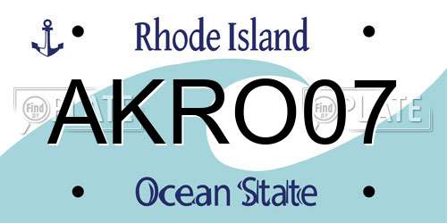 AKRO07 Rhode Island License Plate