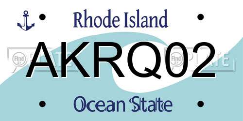 AKRQ02 Rhode Island License Plate