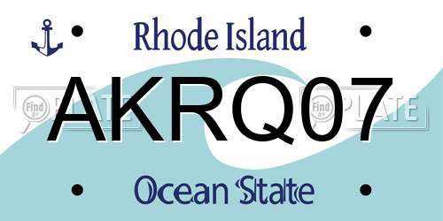 AKRQ07 Rhode Island License Plate