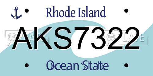 AKS7322 Rhode Island License Plate