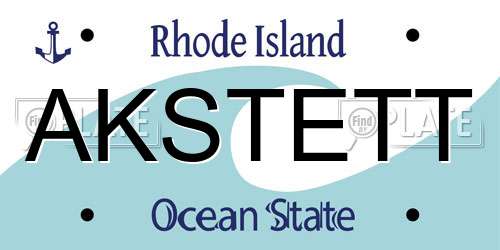AKSTETT Rhode Island License Plate
