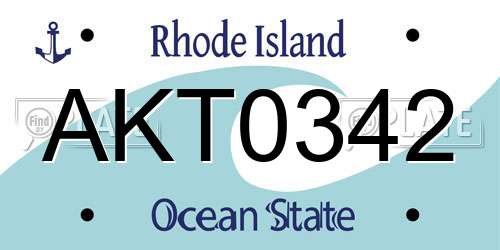 AKT0342 Rhode Island License Plate