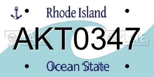 AKT0347 Rhode Island License Plate