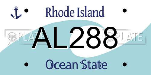 AL288 Rhode Island License Plate