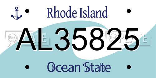 AL35825 Rhode Island License Plate