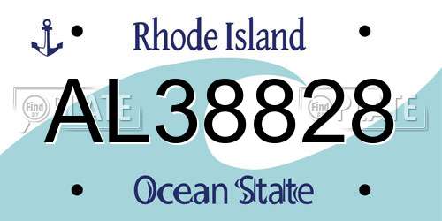 AL38828 Rhode Island License Plate