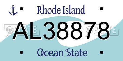AL38878 Rhode Island License Plate