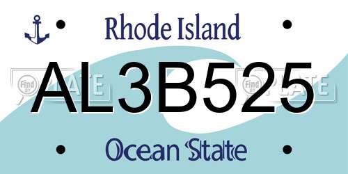 AL3B525 Rhode Island License Plate