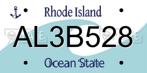 AL3B528 Rhode Island License Plate