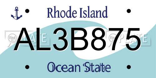 AL3B875 Rhode Island License Plate