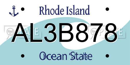AL3B878 Rhode Island License Plate