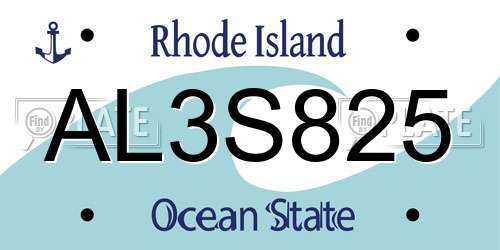 AL3S825 Rhode Island License Plate