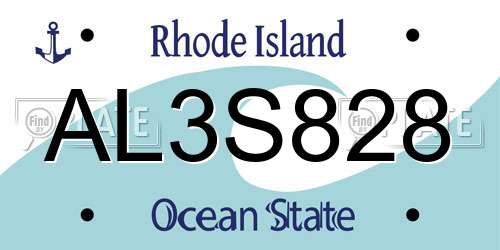 AL3S828 Rhode Island License Plate