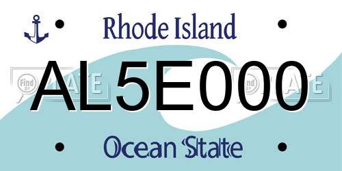AL5E000 Rhode Island License Plate