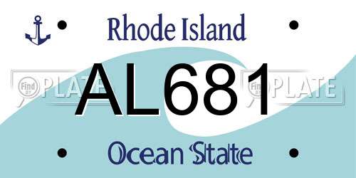 AL681 Rhode Island License Plate