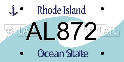 AL872 Rhode Island License Plate