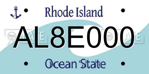 AL8E000 Rhode Island License Plate