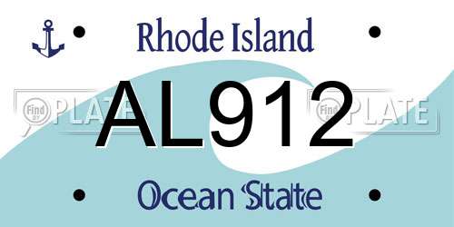 AL912 Rhode Island License Plate