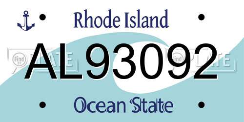 AL93092 Rhode Island License Plate