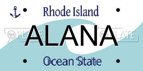 ALANA Rhode Island License Plate
