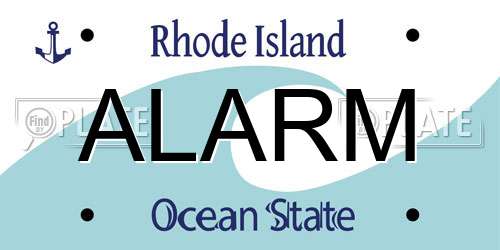 ALARM Rhode Island License Plate