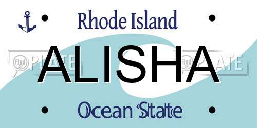 ALISHA Rhode Island License Plate