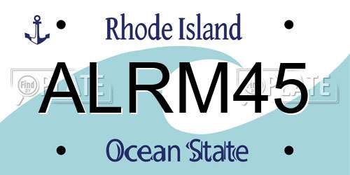 ALRM45 Rhode Island License Plate