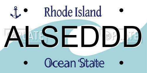 ALSEDDD Rhode Island License Plate