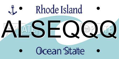 ALSEQQQ Rhode Island License Plate