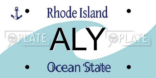 ALY Rhode Island License Plate