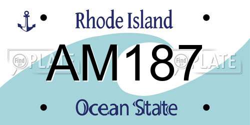 AM187 Rhode Island License Plate