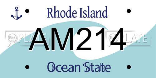 AM214 Rhode Island License Plate