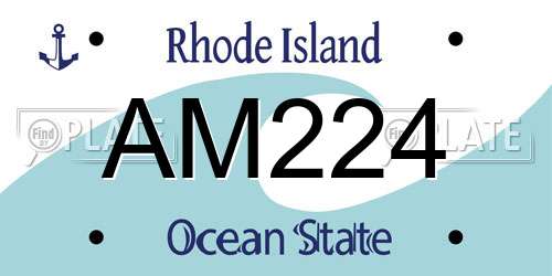 AM224 Rhode Island License Plate