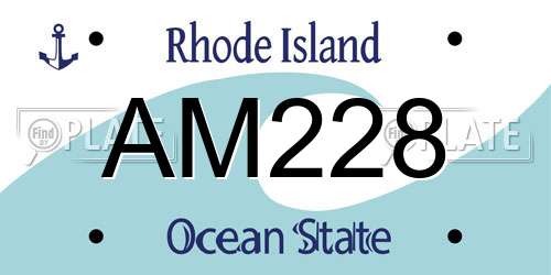 AM228 Rhode Island License Plate