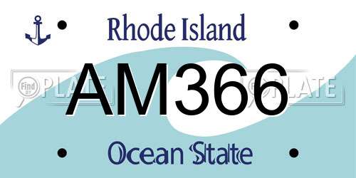 AM366 Rhode Island License Plate