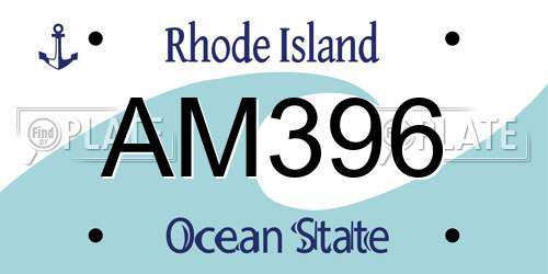 AM396 Rhode Island License Plate