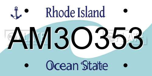 AM3O353 Rhode Island License Plate