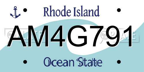 AM4G791 Rhode Island License Plate