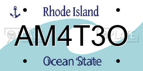 AM4T3O Rhode Island License Plate