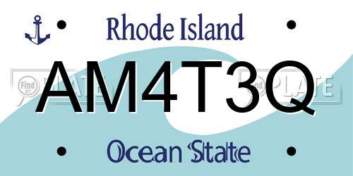 AM4T3Q Rhode Island License Plate